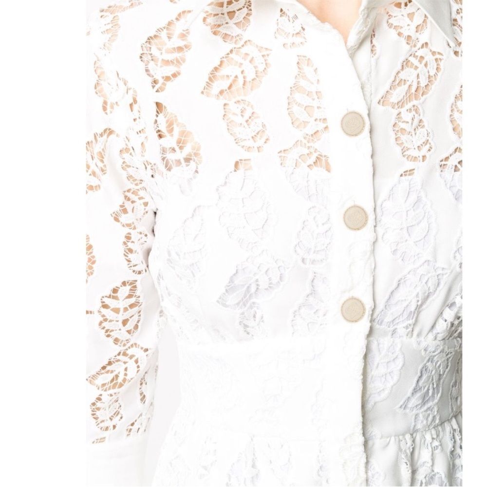 Sandro Zenali White Lace with Leaf Pattern MIDI Dress - Picture 4 of 8